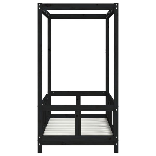 Estructura de cama infantil 70x140 cm pino macizo negro