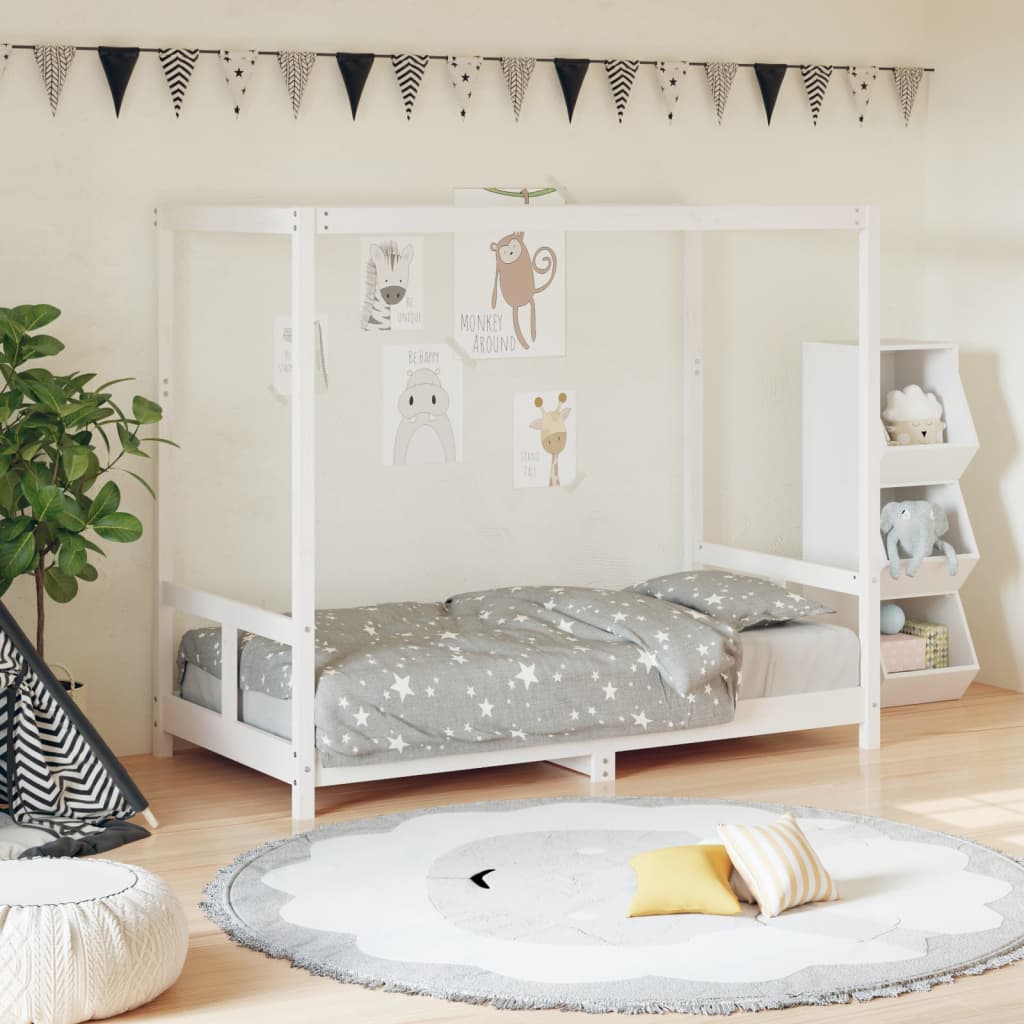 Estructura de cama infantil 80x160 cm pino macizo blanco