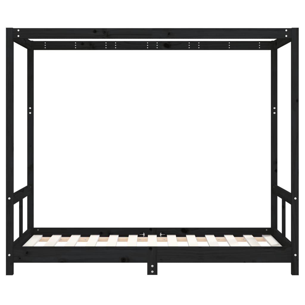 Estructura de cama infantil de pino macizo negro 80x160 cm