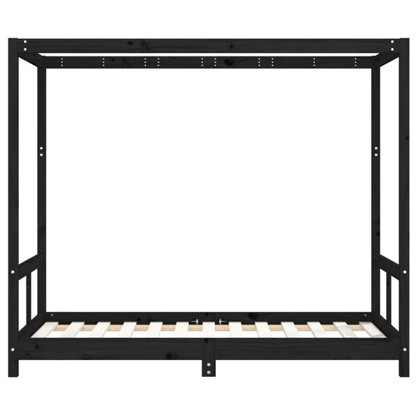 Estructura de cama infantil de pino macizo negro 80x160 cm