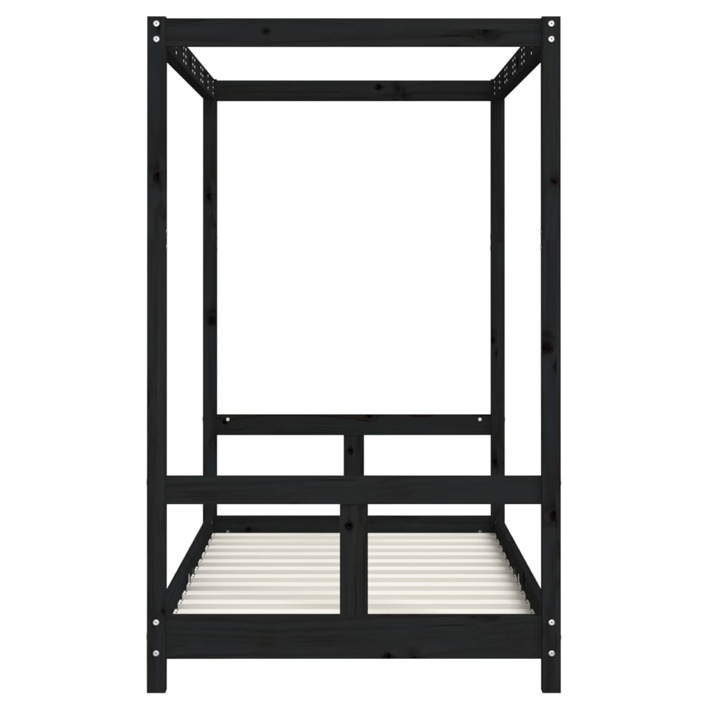 Estructura de cama infantil de pino macizo negro 80x160 cm