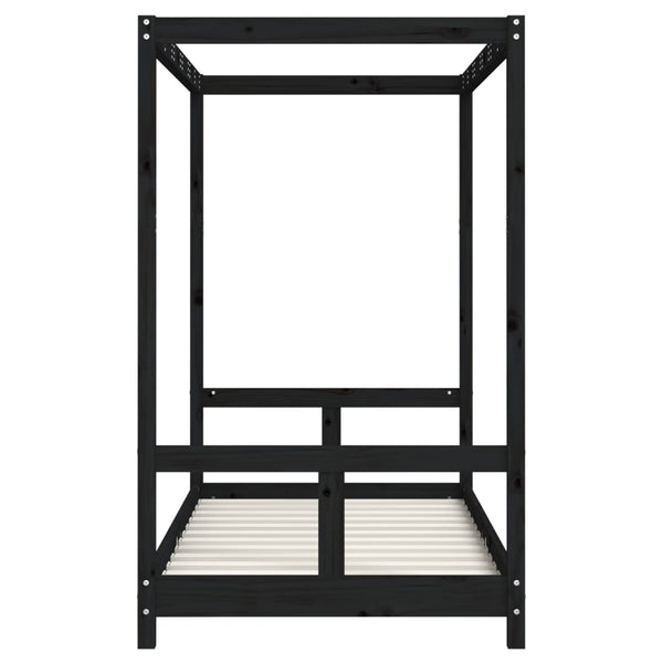 Estructura de cama infantil de pino macizo negro 80x160 cm