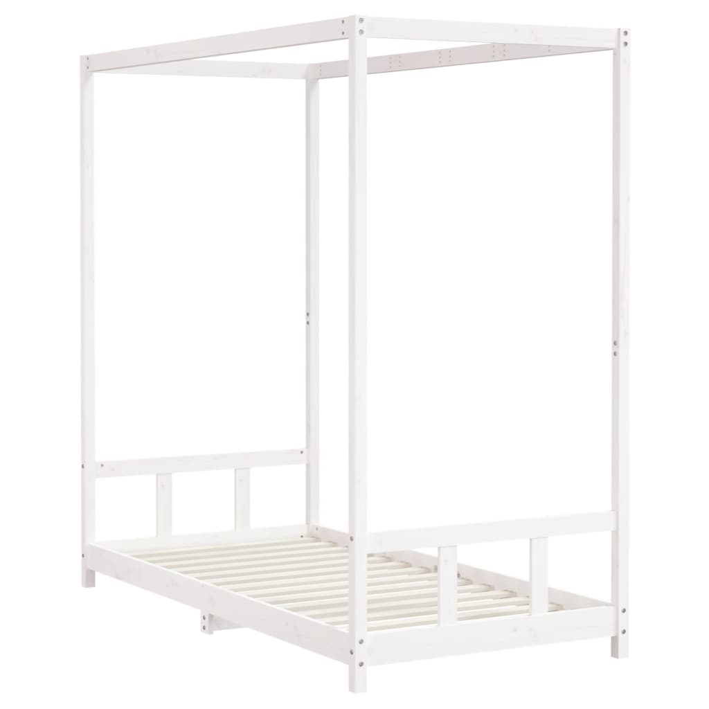 Estructura de cama infantil 90x190 cm pino macizo blanco