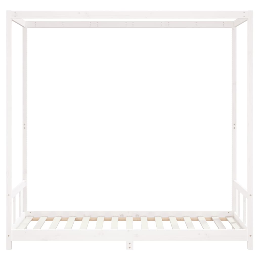 Estructura de cama infantil 90x190 cm pino macizo blanco