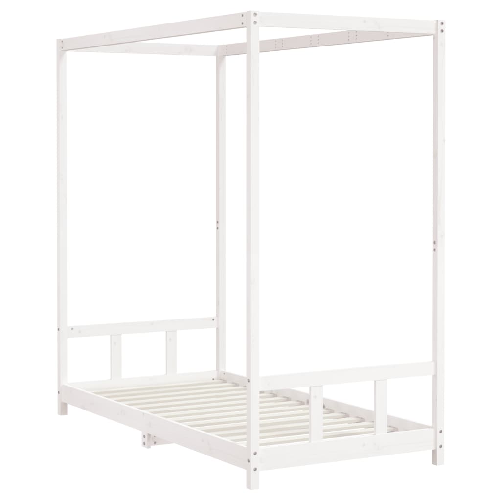 Estructura de cama infantil 90x190 cm pino macizo blanco