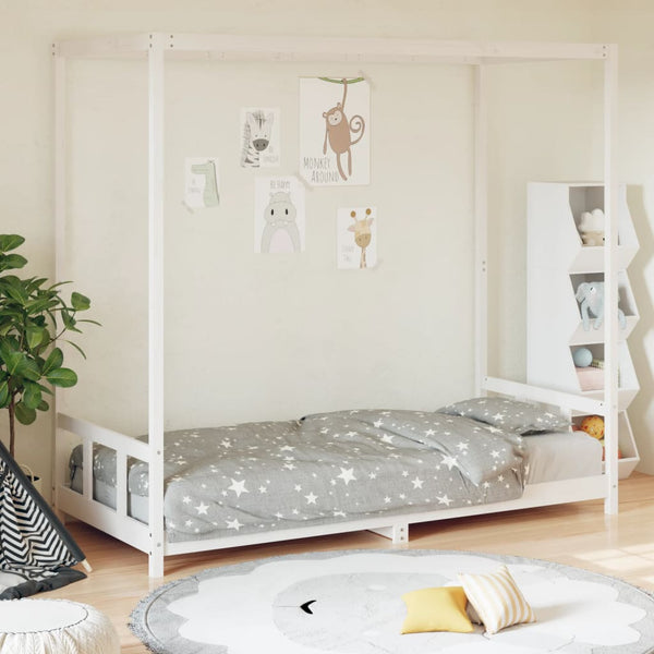 Estructura de cama infantil 90x190 cm pino macizo blanco