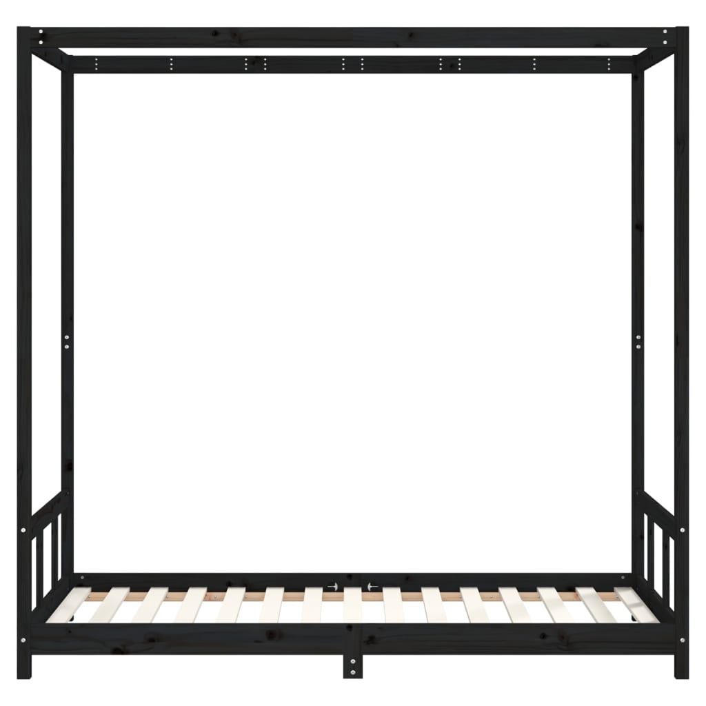 Children's bed frame 90x190 cm black solid pine