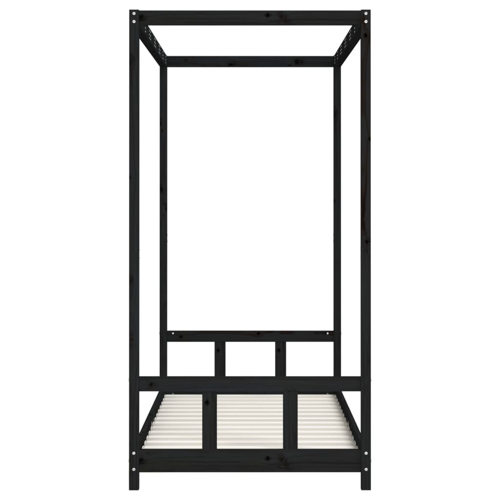 Children's bed frame 90x190 cm black solid pine