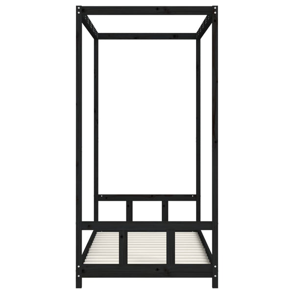 Children's bed frame 90x190 cm black solid pine