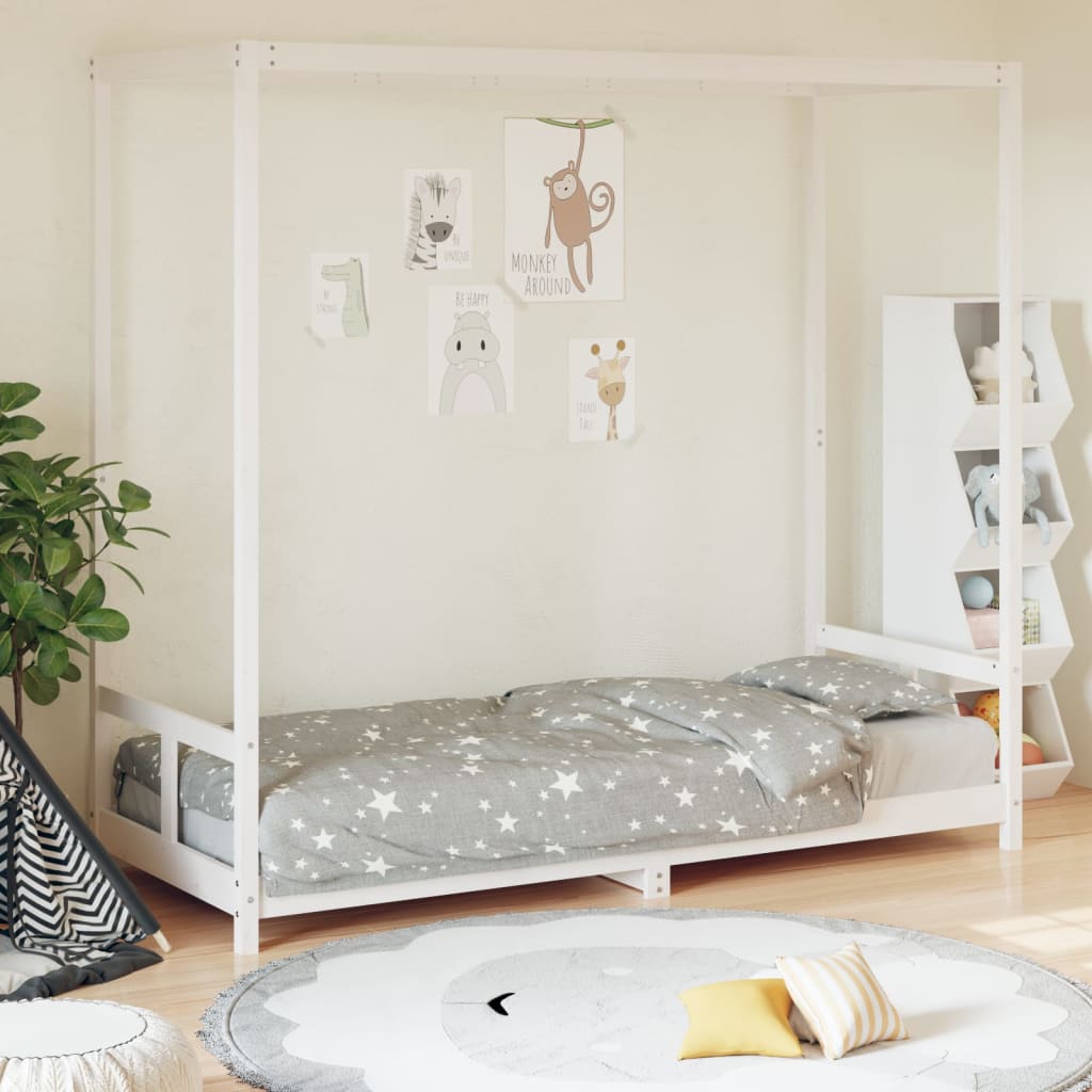 Estructura de cama infantil 80x200 cm pino macizo blanco