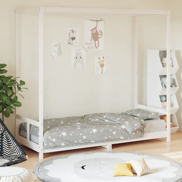 Estructura de cama infantil 80x200 cm pino macizo blanco