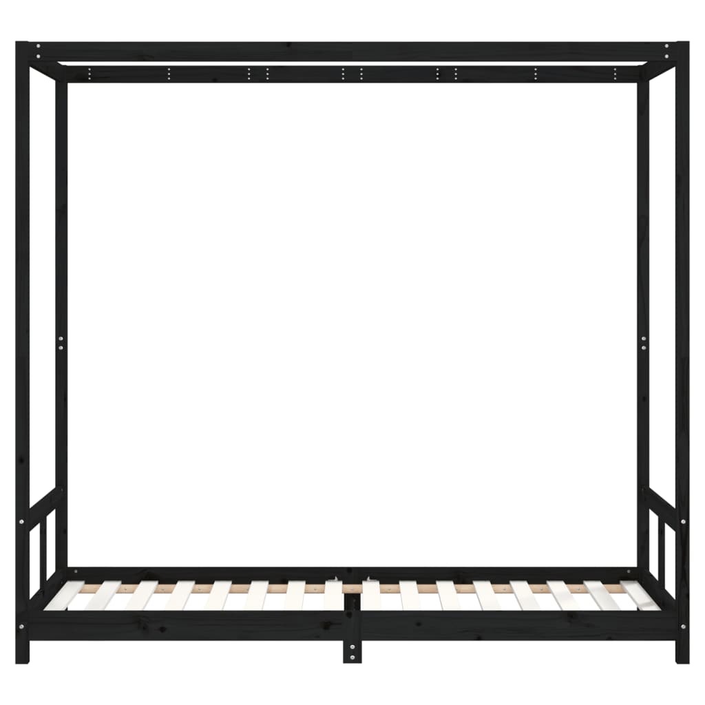 Estrutura de cama infantil 80x200 cm pinho maciço preto