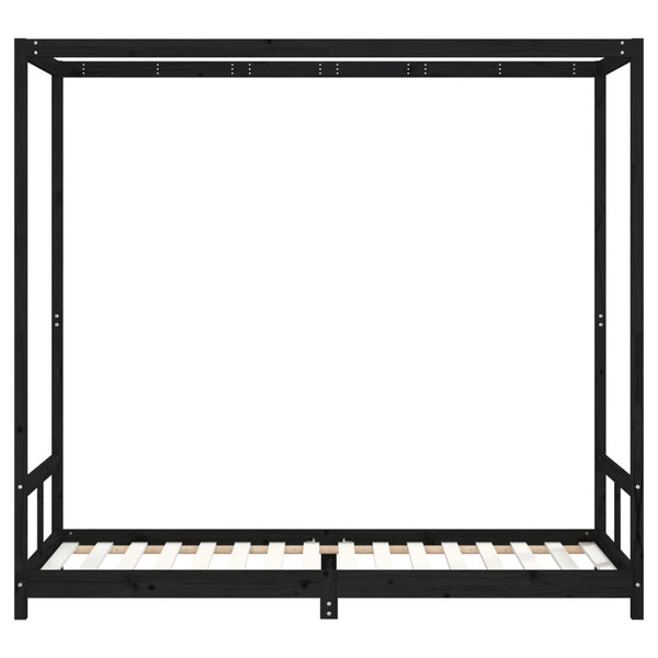 Children's bed frame 80x200 cm black solid pine