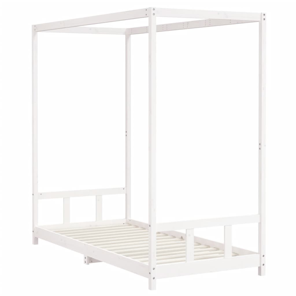 Estructura de cama infantil 90x200 cm pino macizo blanco