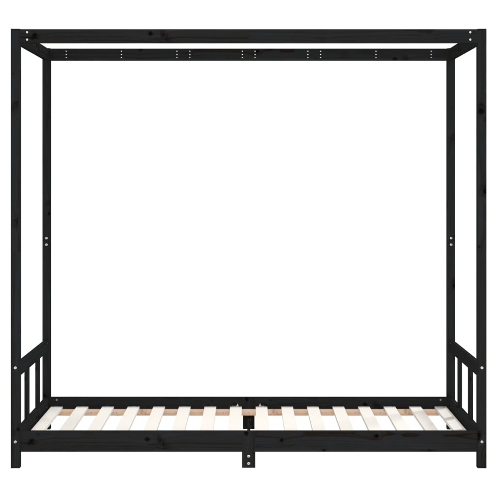 Children's bed frame 90x200 cm black solid pine