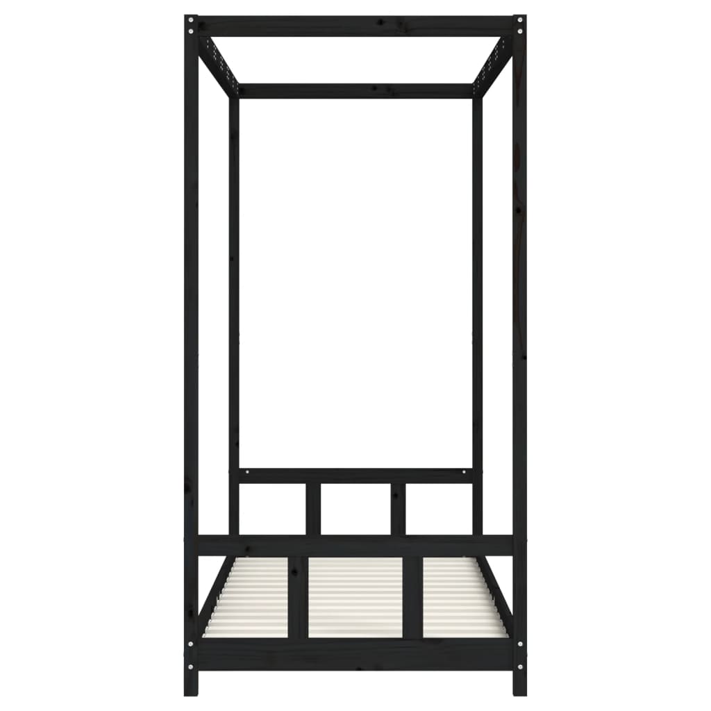 Children's bed frame 90x200 cm black solid pine