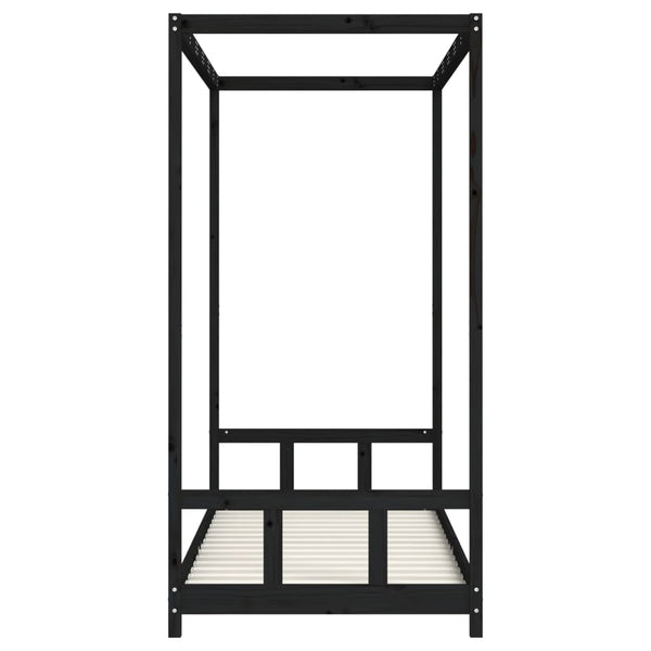 Children's bed frame 90x200 cm black solid pine