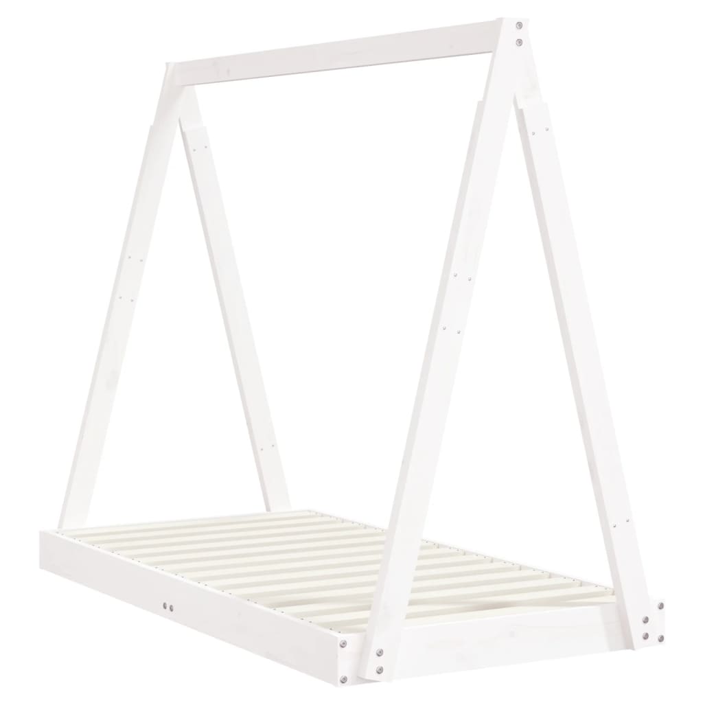 Estructura de cama infantil 70x140 cm pino macizo blanco