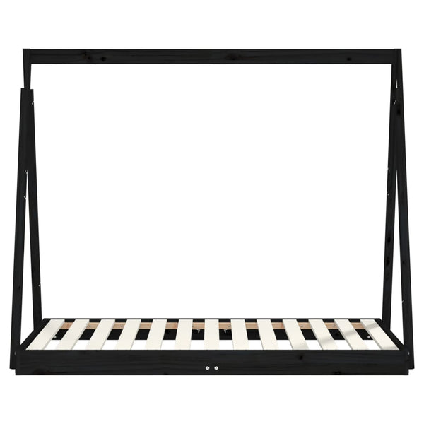 Children's bed frame 70x140 cm black solid pine