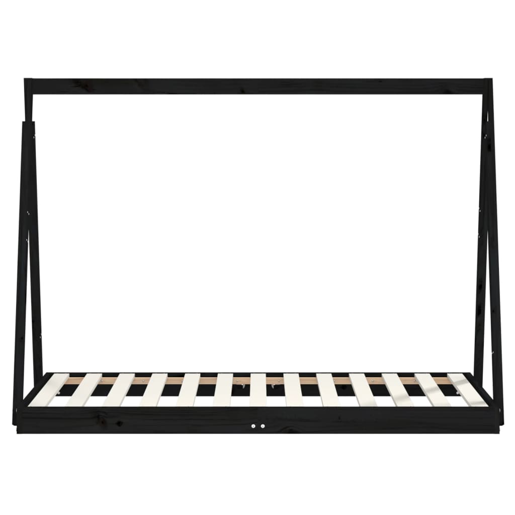 Children's bed frame 80x160 cm black solid pine