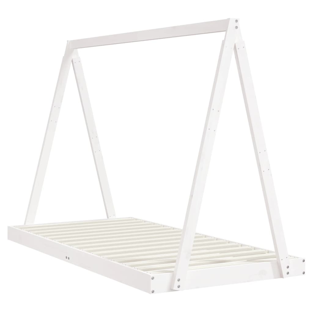 Estructura de cama infantil 90x190 cm pino macizo blanco