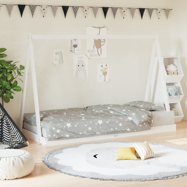 Children's bed frame 90x190 cm solid pine white