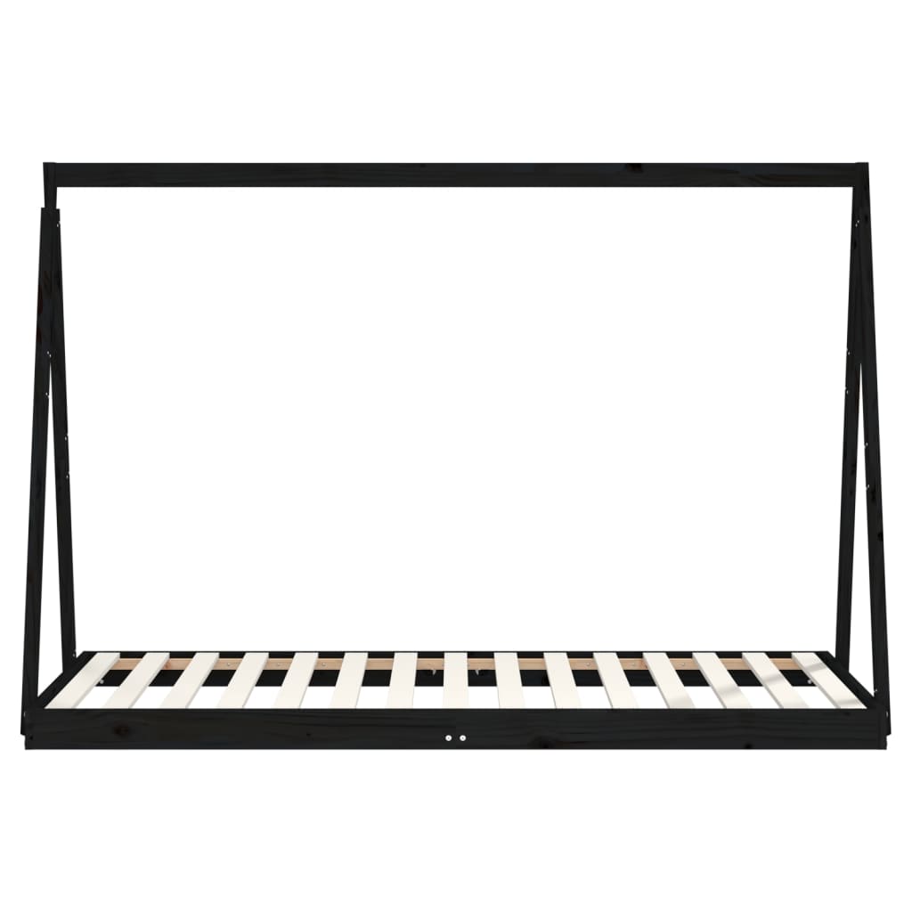 Children's bed frame 90x190 cm black solid pine