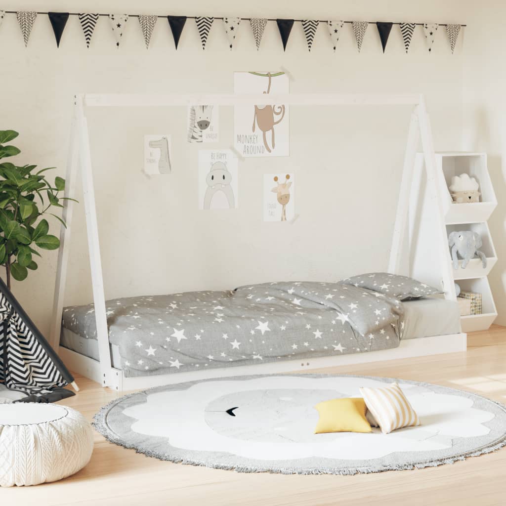 Estructura de cama infantil 80x200 cm pino macizo blanco