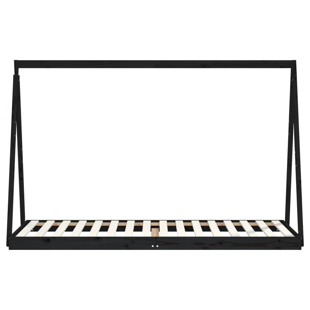 Estructura de cama infantil de pino macizo negro 80x200 cm