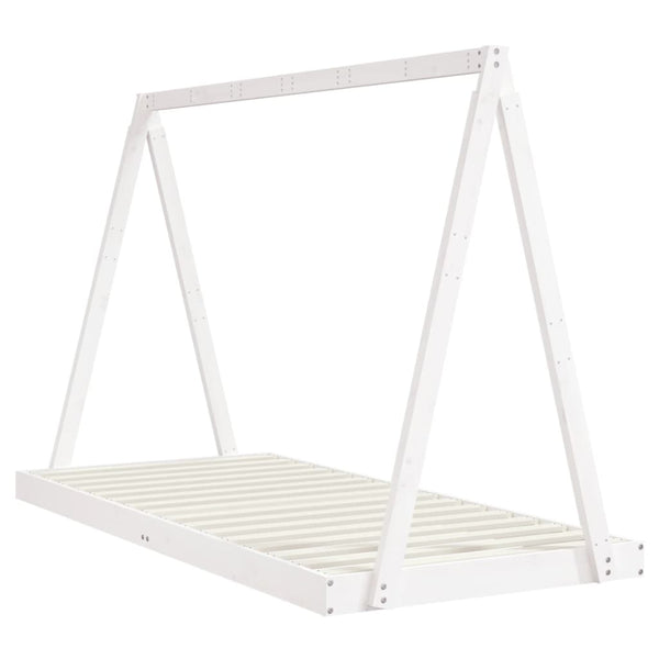 Estructura de cama infantil 90x200 cm pino macizo blanco