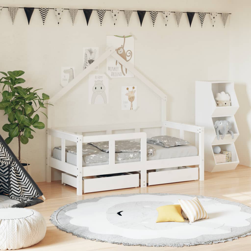 Estructura de cama infantil con cajones 70x140 cm pino macizo blanco