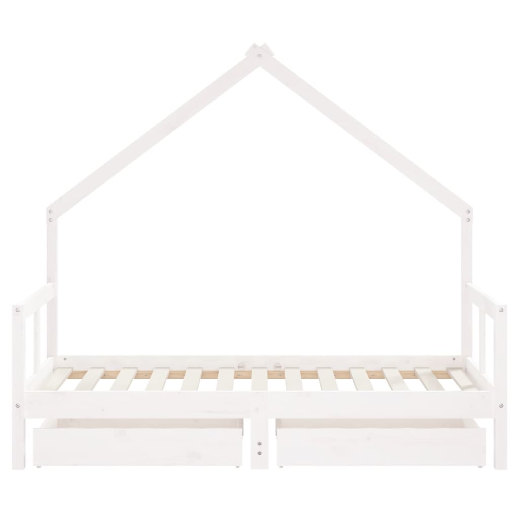 Children's bed frame with drawers 80x160cm solid pine white