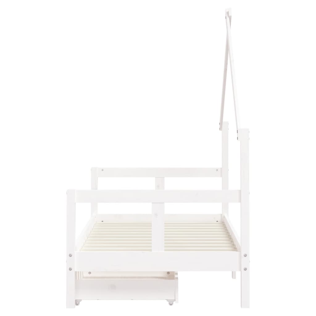 Children's bed frame with drawers 80x160cm solid pine white