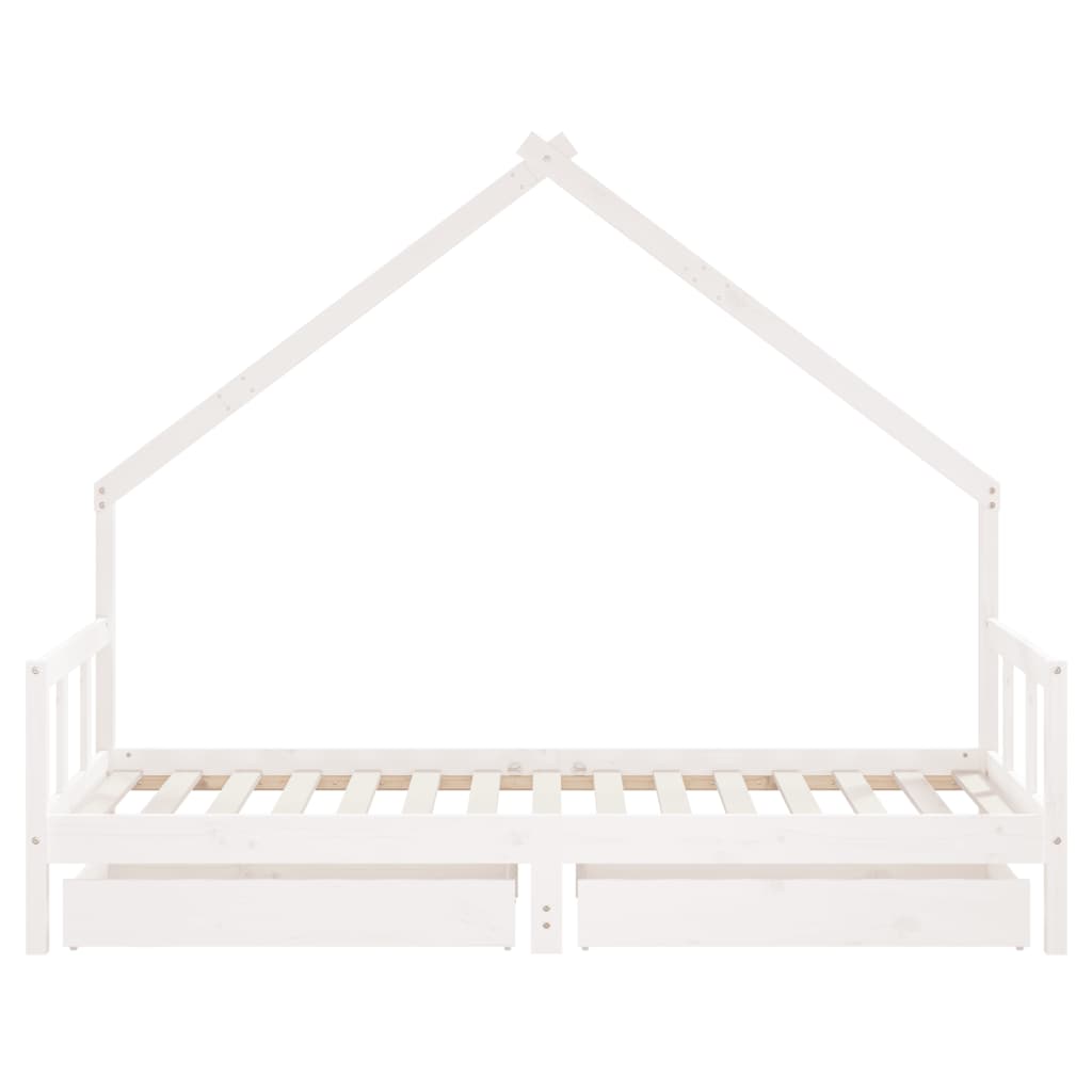 Estructura de cama infantil con cajones 90x190cm pino macizo blanco