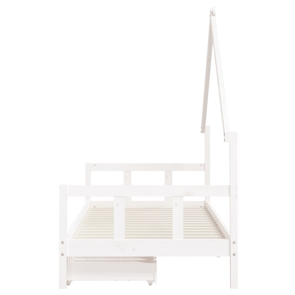 Children's bed frame with drawers 90x190cm solid pine white
