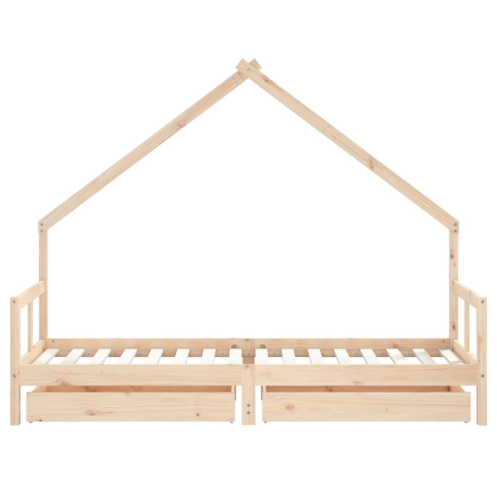 Children's bed frame with drawers 80x200 cm solid pine