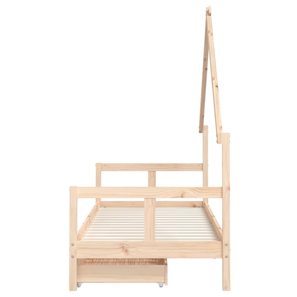 Children's bed frame with drawers 80x200 cm solid pine