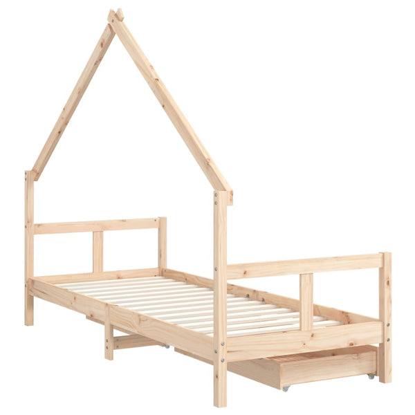 Children's bed frame with drawers 80x200 cm solid pine