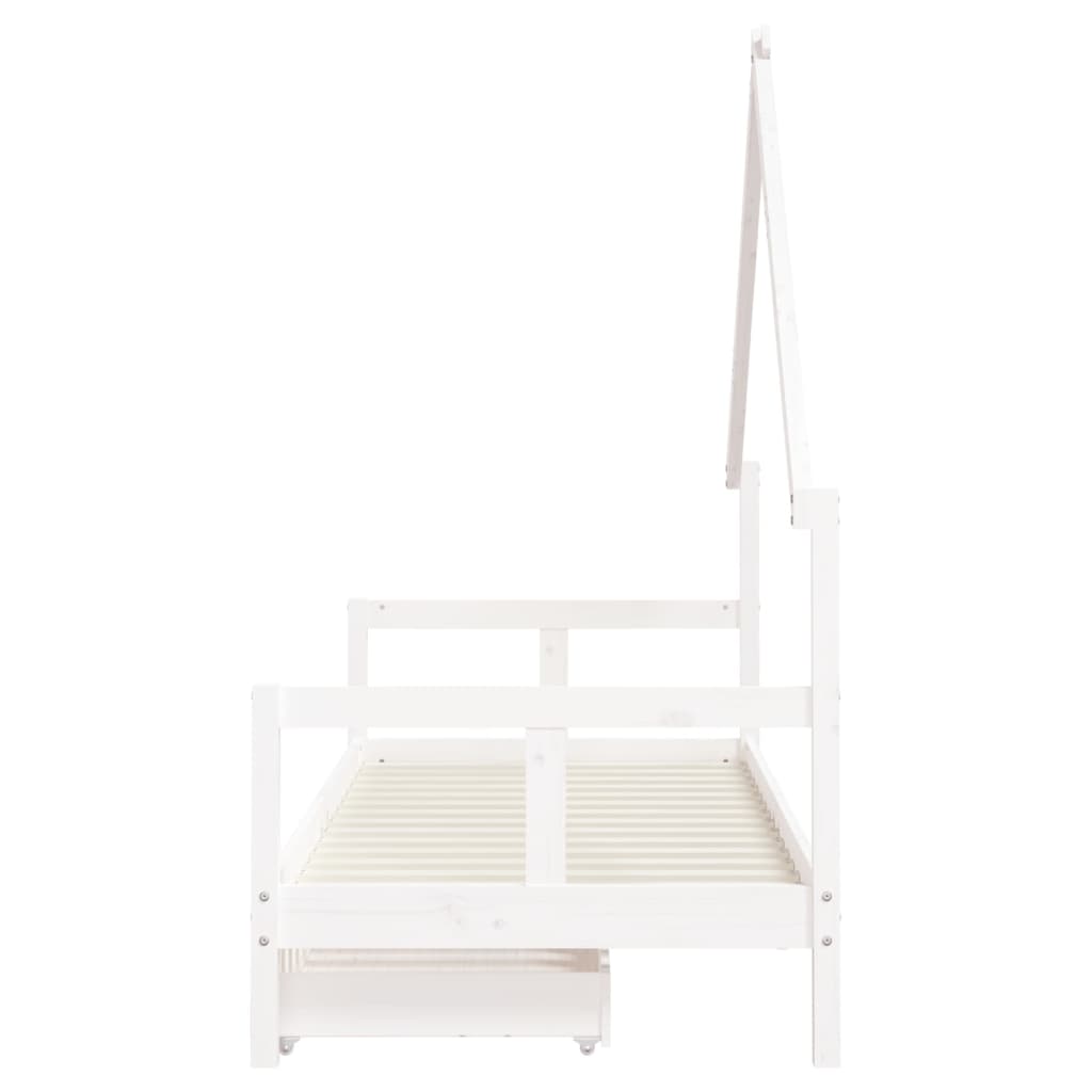 Estructura de cama infantil con cajones 80x200cm pino macizo blanco