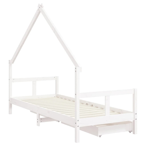 Estructura de cama infantil con cajones 80x200cm pino macizo blanco