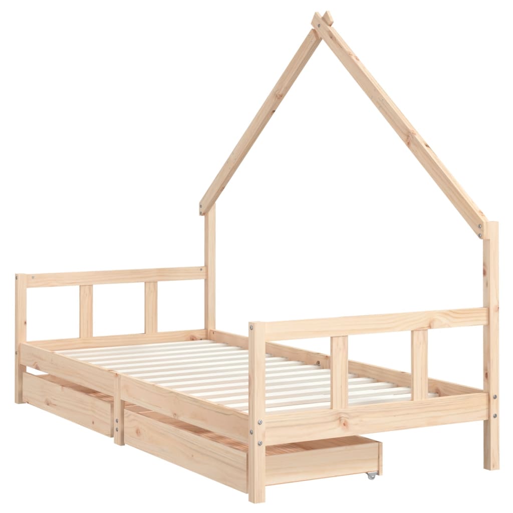 Children's bed frame with drawers 90x200 cm solid pine