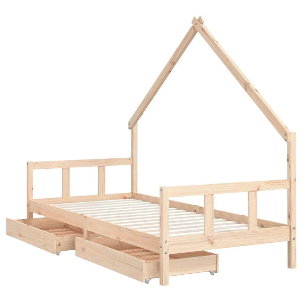 Estructura de cama infantil con cajones 90x200 cm pino macizo