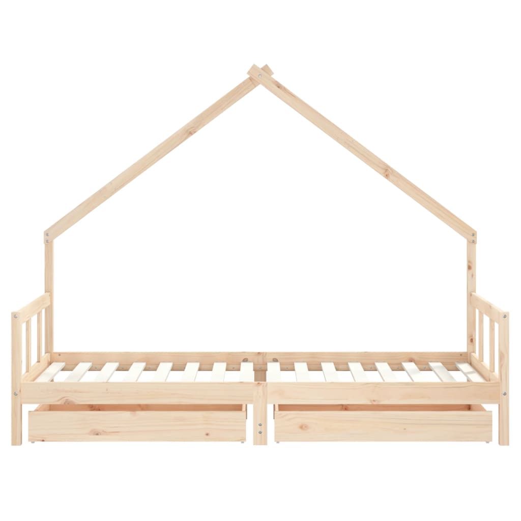 Children's bed frame with drawers 90x200 cm solid pine