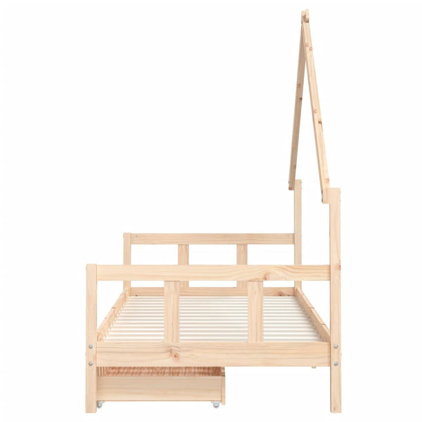 Children's bed frame with drawers 90x200 cm solid pine