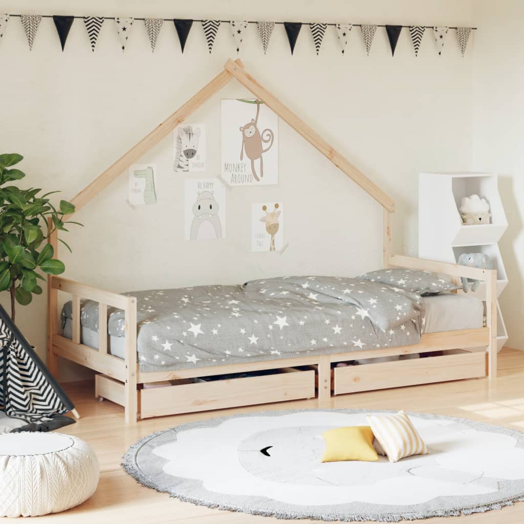 Estructura de cama infantil con cajones 90x200 cm pino macizo
