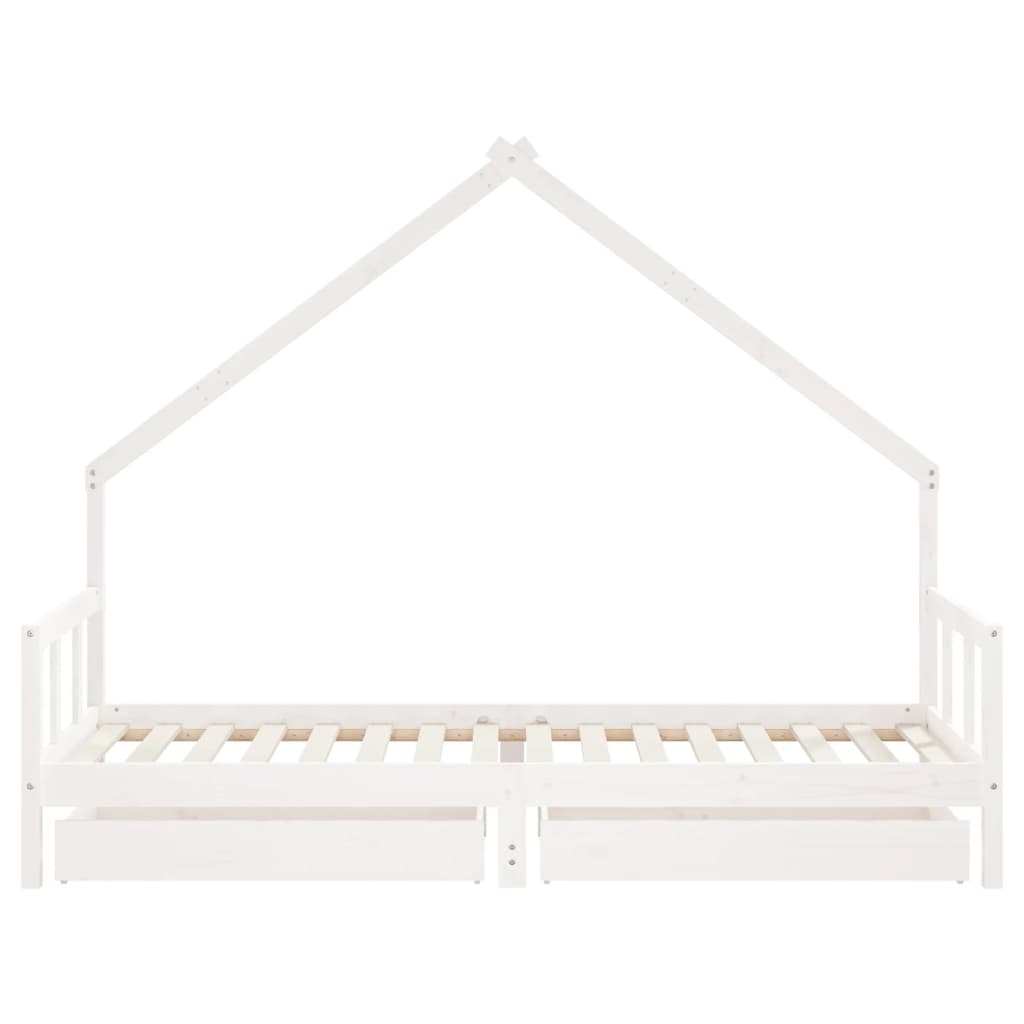 Estructura de cama infantil con cajones 90x200 cm pino macizo blanco