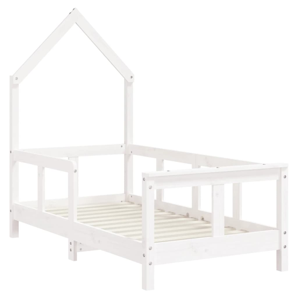 Estructura de cama infantil 70x140 cm pino macizo blanco