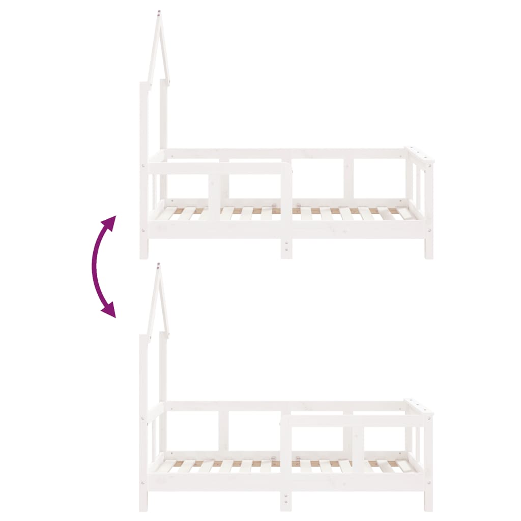 Estructura de cama infantil 70x140 cm pino macizo blanco