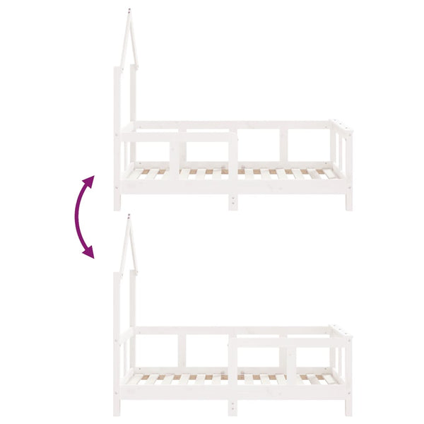 Children's bed frame 70x140 cm solid pine white