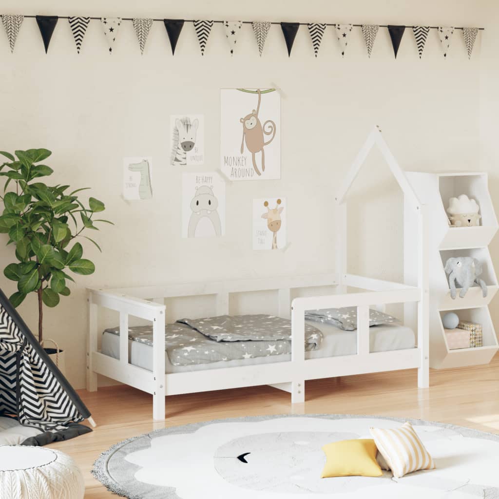 Children's bed frame 70x140 cm solid pine white